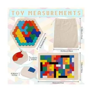 Paquete de 2 rompecabezas hexagonales de madera y_3