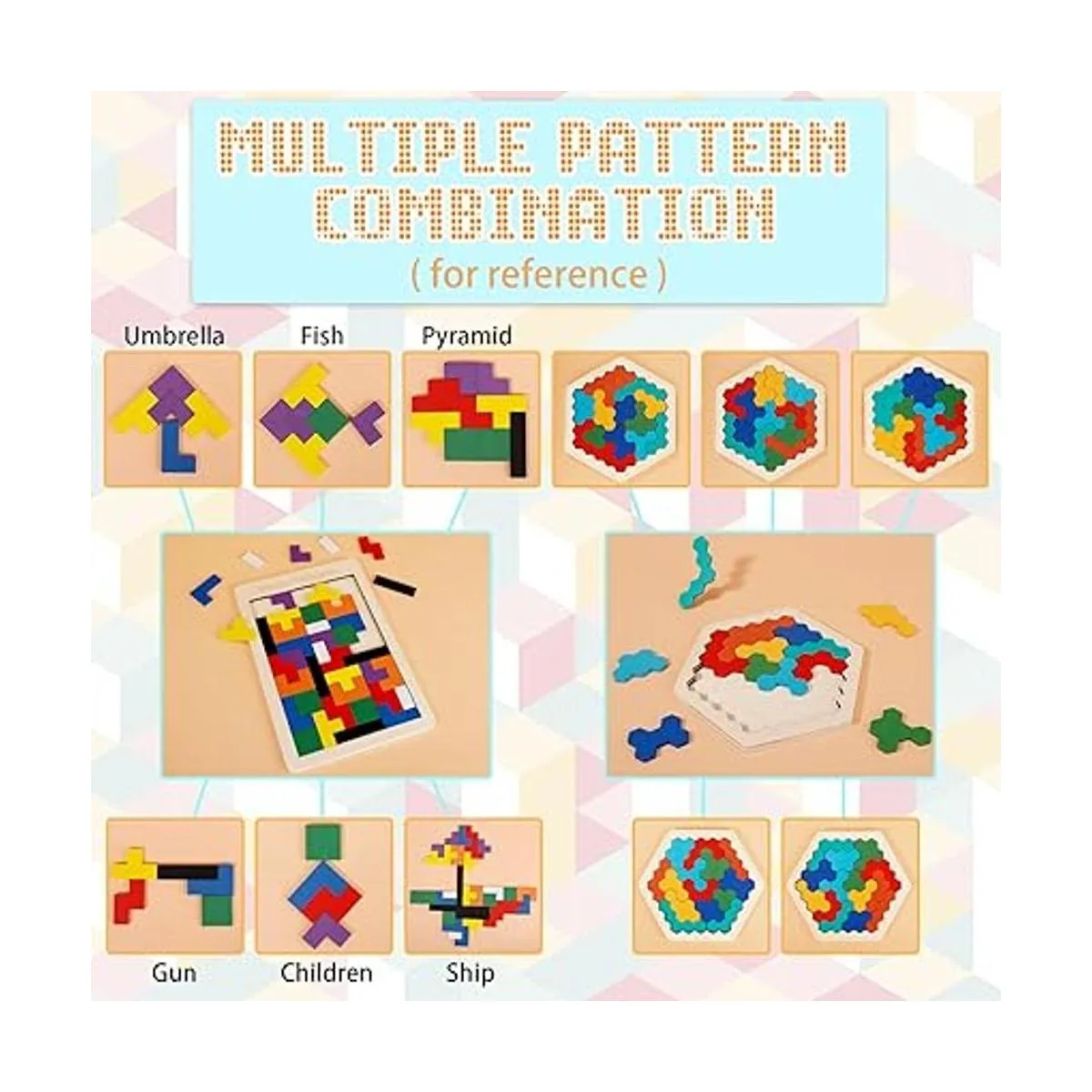 Paquete de 2 rompecabezas hexagonales de madera y_6