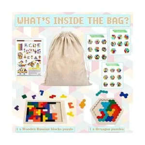 Paquete de 2 rompecabezas hexagonales de madera y_2