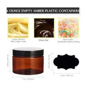 TUZAZO Tarros de plástico ámbar de 4 onzas con tapas_2