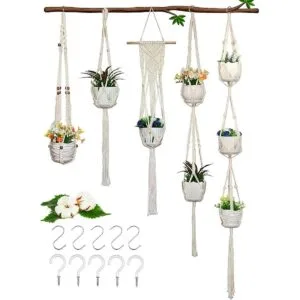 Pack de 5 perchas de macramé hechas a mano de algodón para_1