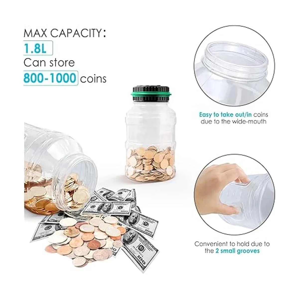 Vcertcpl Alcancía grande para adultos y niños banco_4