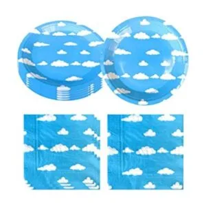 Suministros para fiesta de cumpleaños de nubes azules y_1
