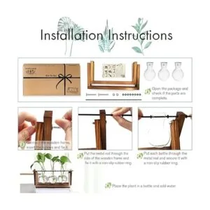 HUABEI Terrario con soporte de madera para plantas globo_3