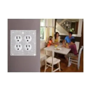 Gaocai Platos de pared plateados brillantes con diamantes_5