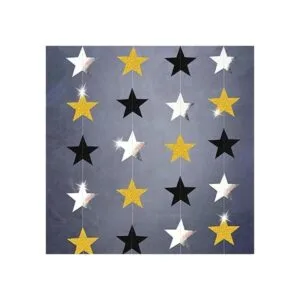 Kit de guirnalda de estrellas doradas y negras con_4