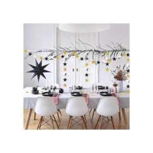 Kit de guirnalda de estrellas doradas y negras con_5