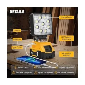 Luz de trabajo mejorada 2022 para DeWALT luces LED_2