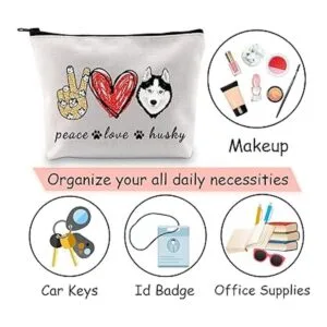 JXGZSO Funny Dog Gift Peace Love Husky Bolsa de_7
