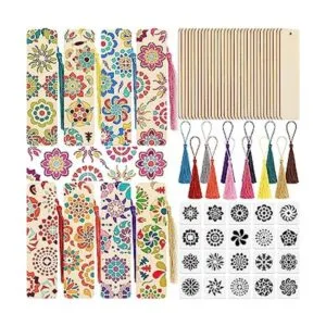 92 marcadores de madera sin terminar con borlas coloridas_1