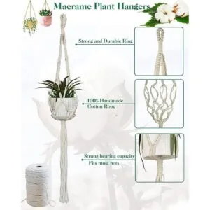 Pack de 5 perchas de macramé hechas a mano de algodón para_4