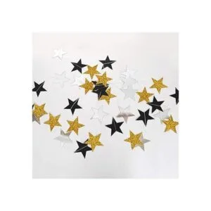 Kit de guirnalda de estrellas doradas y negras con_3