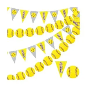 4 piezas de decoración de fiesta de sóftbol pancartas_1