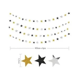 Kit de guirnalda de estrellas doradas y negras con_2