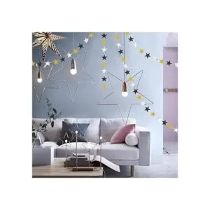 Kit de guirnalda de estrellas doradas y negras con_6