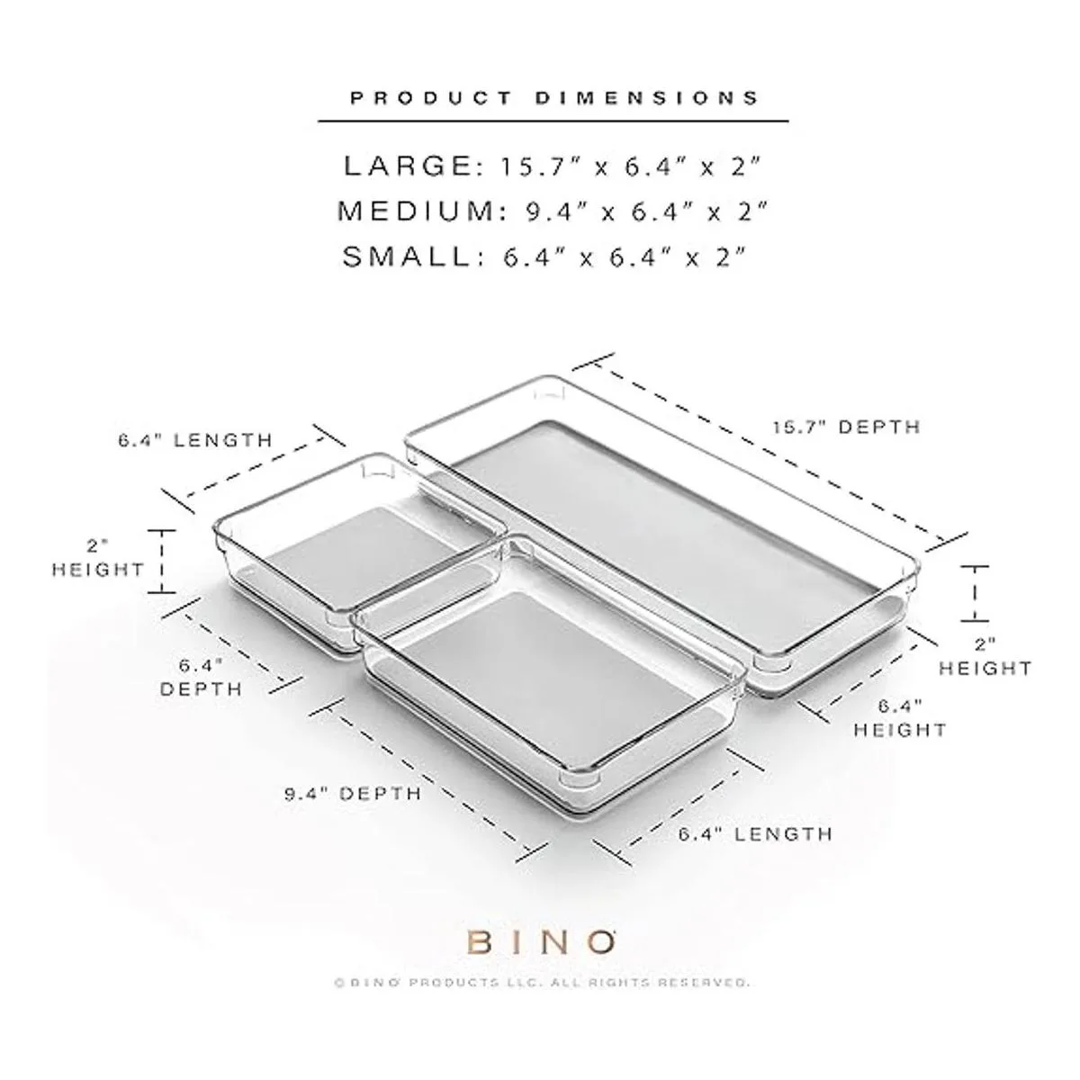 BINO Juego de cubos organizadores de cajones de 3 piezas_3