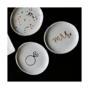 Plato de joyería moteada de oro blanco Bandeja circular_5