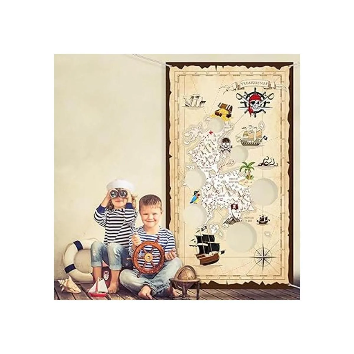 Juego de lanzamiento de puf pirata para niños pancarta_6