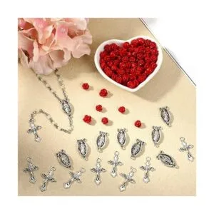 140 piezas de suministros para hacer rosarios cuentas de_7