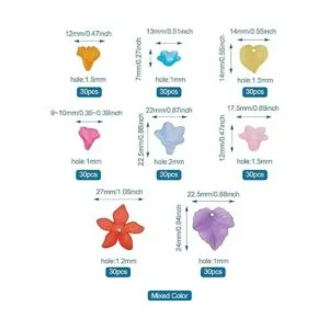 240 cuentas acrílicas esmeriladas transparentes de flores_6