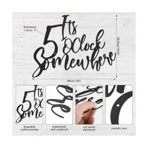 Letrero de metal con texto en inglés Its 5 Oclock_2