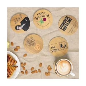 The Office Juego de 6 posavasos de madera de bambú con_2