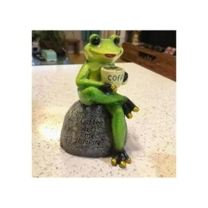 EatingBiting Estatua de rana de jardín de resina de 6_2
