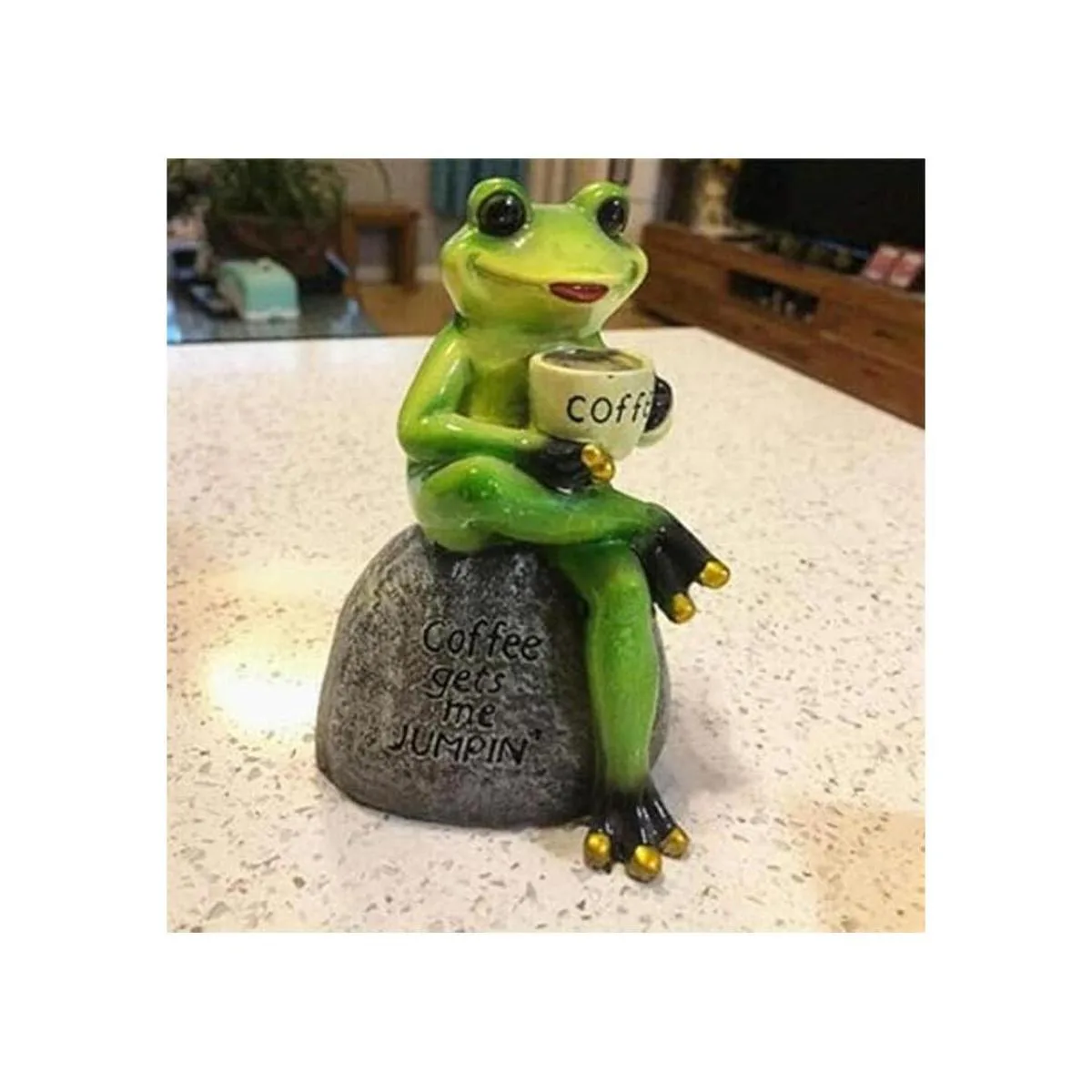 EatingBiting Estatua de rana de jardín de resina de 6_2