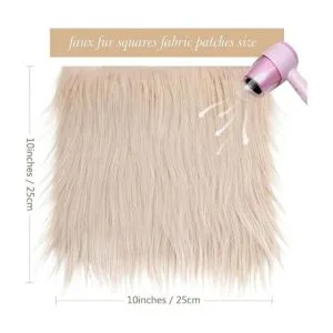 8 piezas de tela cuadrada de piel de zorro sintética de 10_6