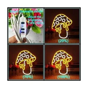 Letrero de neón de hongos regulable luz de neón LED con_4