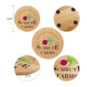 The Office Juego de 6 posavasos de madera de bambú con_3