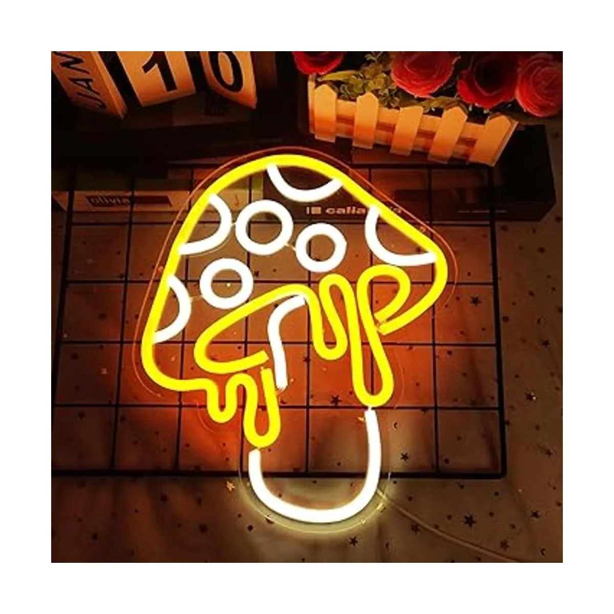 Letrero de neón de hongos regulable luz de neón LED con_2