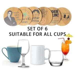 The Office Juego de 6 posavasos de madera de bambú con_6