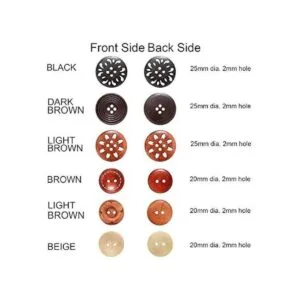 Botones de madera redondos surtidos negro marrón beige_3