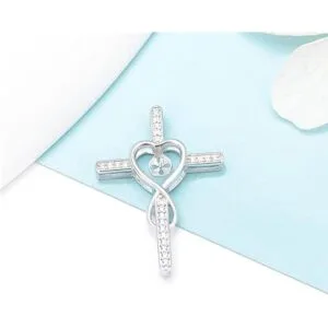 LGSY Colgante de plata de ley con forma de cruz de corazón_2