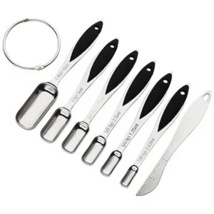Juego de 7 cucharas medidoras de metal de acero inoxidable_2
