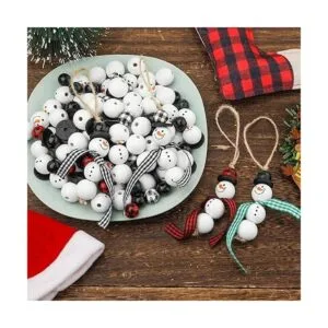180 cuentas de madera de Navidad muñeco de nieve de_3