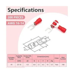 PRECIHW 200 conectores de alambre aislados tipo U 2216_2