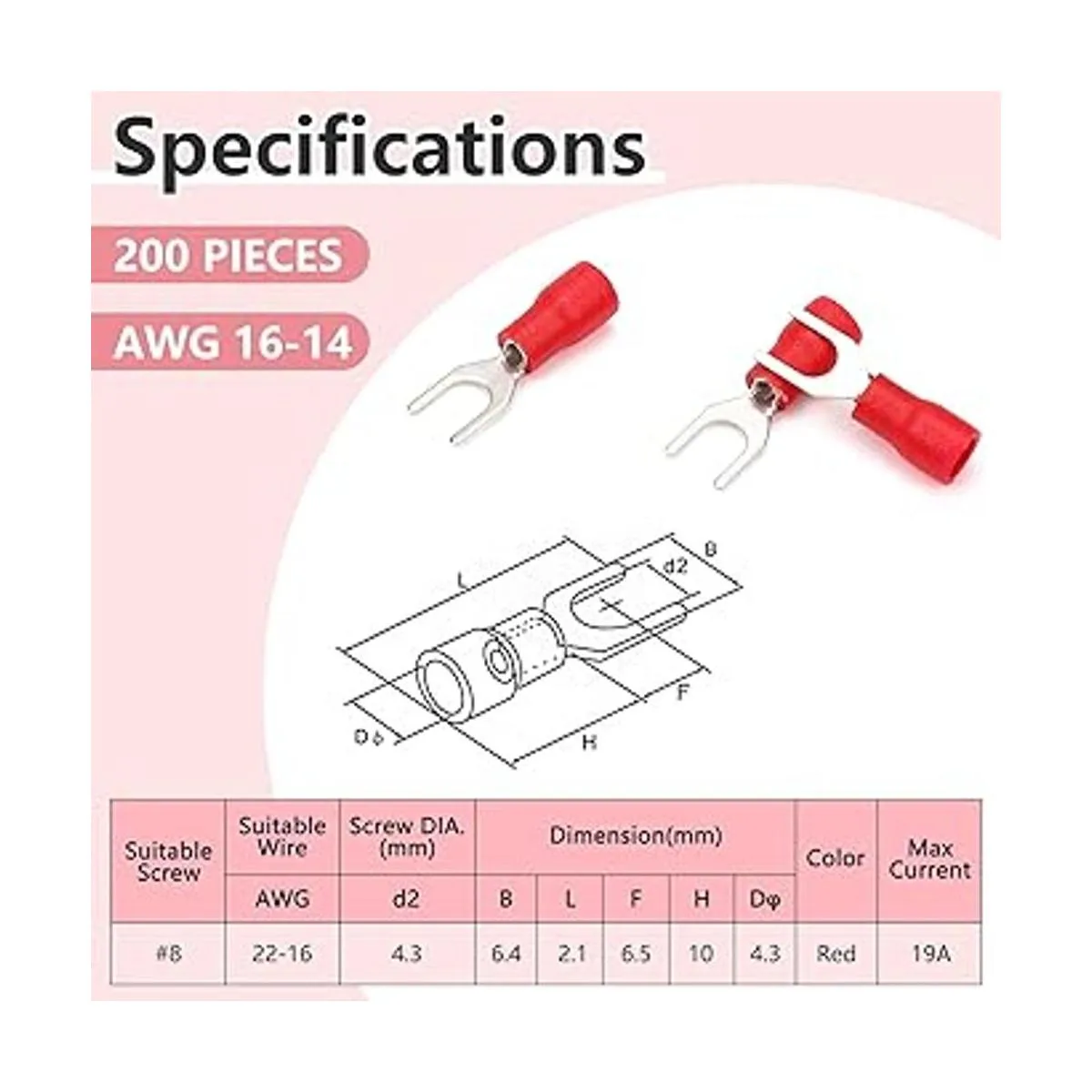 PRECIHW 200 conectores de alambre aislados tipo U 2216_2