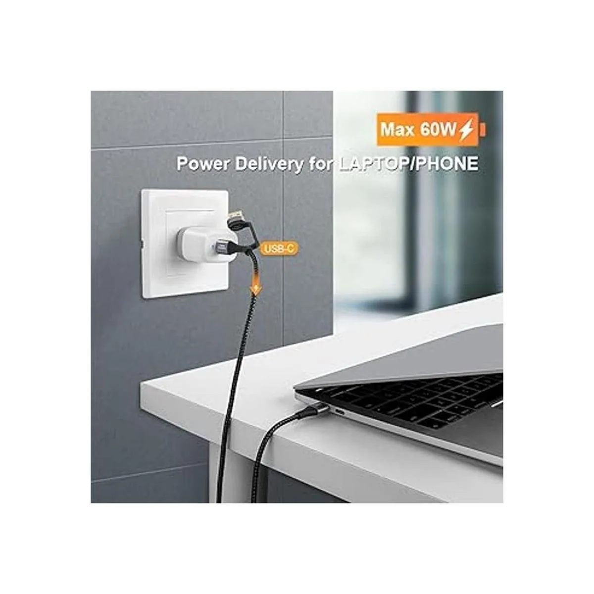 CableCreation Cable USB a USB C de 4 pies 60 W 2 en 1_4