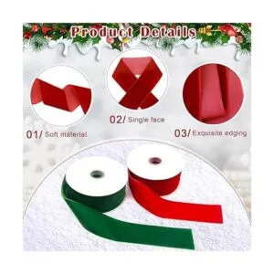 Luxiv Cinta de terciopelo de Navidad de 20 yardas de_3
