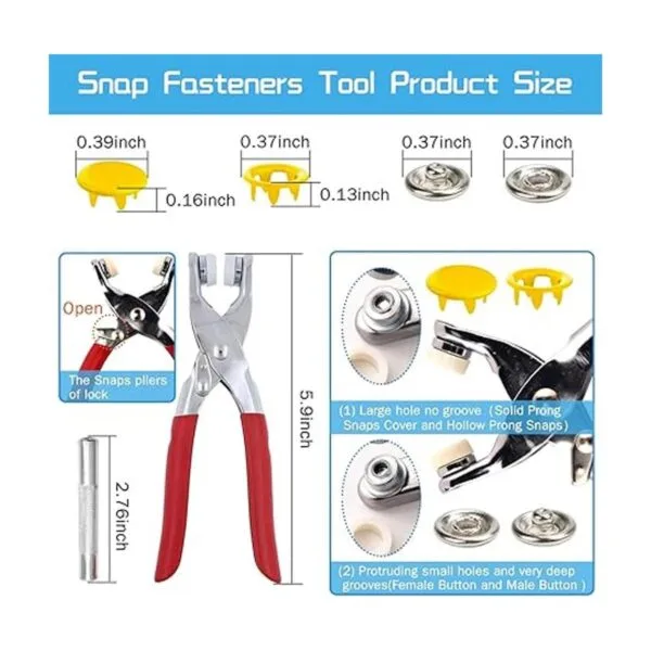 Snaps Buttons with Fastener Pliers Press Tool Kit Snaps_3