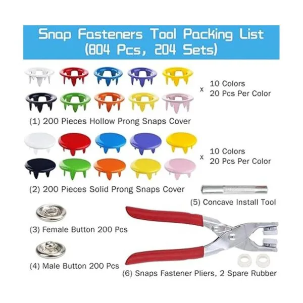 Snaps Buttons with Fastener Pliers Press Tool Kit Snaps_2