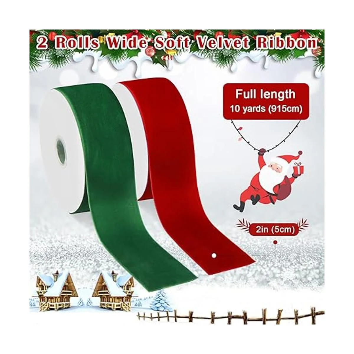 Luxiv Cinta de terciopelo de Navidad de 20 yardas de_2