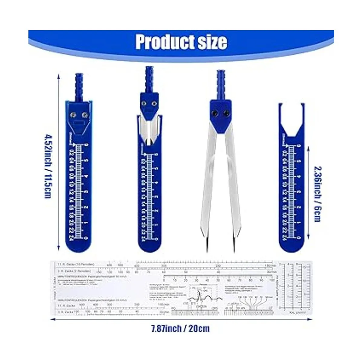 Juego de 2 calibradores EKG y regla EKG juego de_2