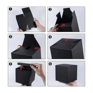 NIGNYA Cajas de regalo Kraft con tapa 5 x 5 x 5 pulgadas_3