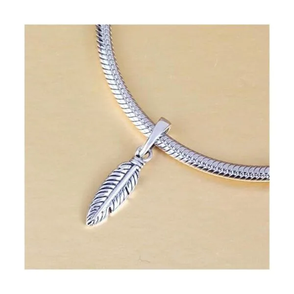 Colgantes de plumas de plata de ley 925 cuentas de plata_2