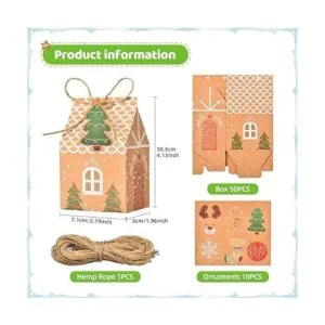 Paquete de 50 mini cajas de dulces y galletas de Navidad_2