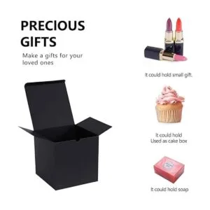 NIGNYA Cajas de regalo Kraft con tapa 5 x 5 x 5 pulgadas_4