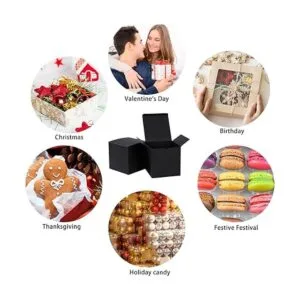 NIGNYA Cajas de regalo Kraft con tapa 5 x 5 x 5 pulgadas_5